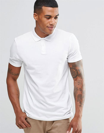New Look polo. Not endorsed: tattoos and buttoning approach via ASOS, $13.00