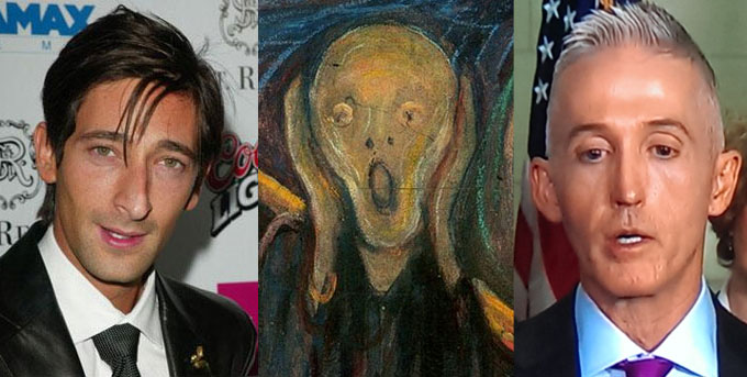 Adrian Brody, the guy from <em>The Scream</em>, and Trey Gowdy at the post-hearing press conference