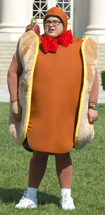 An extreme case. Jonah Hill in a hot dog puffer vest.