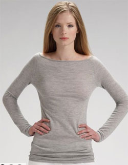 She's looking mad, even while clothed in Theory cashmere. Nice.
