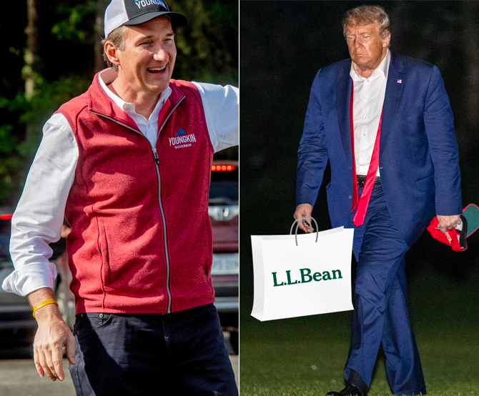 Left: Glenn Youngkin as quintessential middle-aged toolbag. Right: Sad shopper.